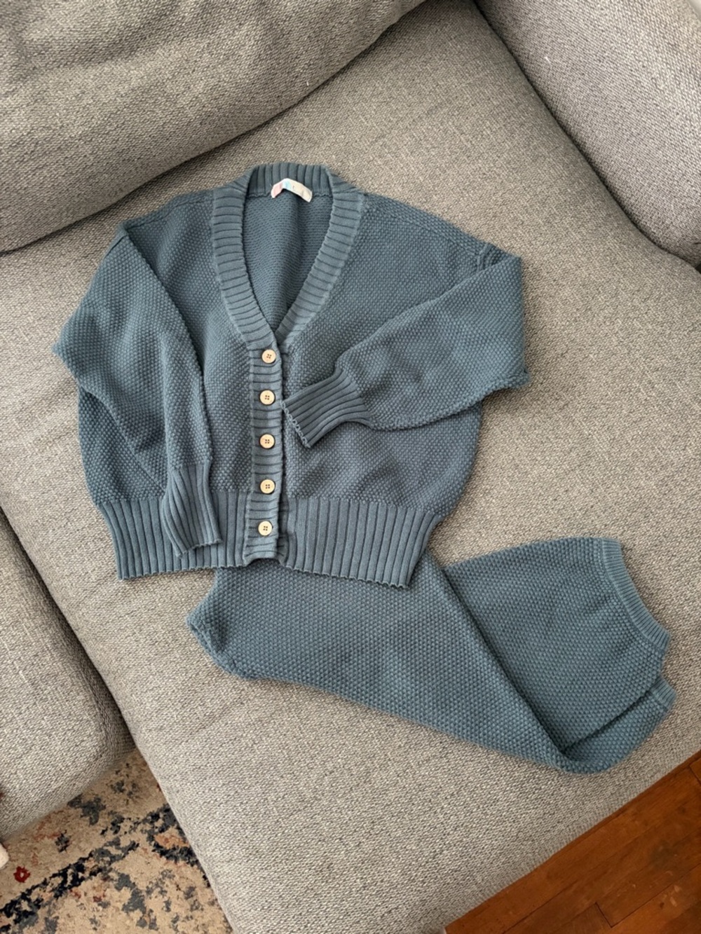 Free People Hailee Cardi Set | Size Small | Balsam Green